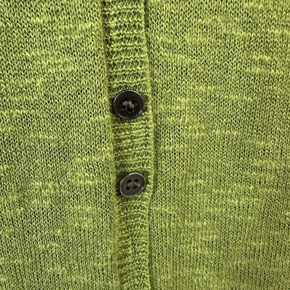 Eileen Fisher Cardigan Sweater SMALL Knit Button Down Short Sleeve Linen Green - Picture 4 of 6